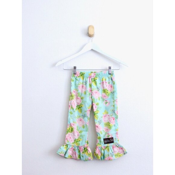 NEW! Matilda Jane Floral Ruffle Pants Pink Green SZ 2 Toddler - Picture 1 of 6